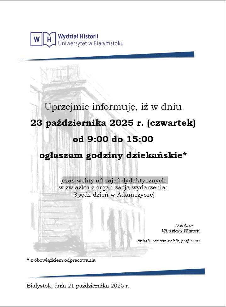 Pismo godziny dziekańskie