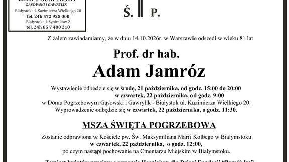 Uroczystości pogrzebowe śp. prof. Adama Jamroza
